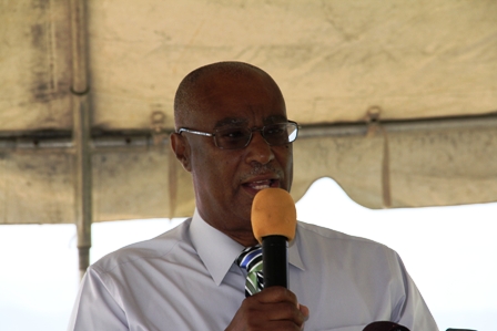 Premier of Nevis, Hon.Joseph Parry presenting his address at the Marina Ground breaking ceremony